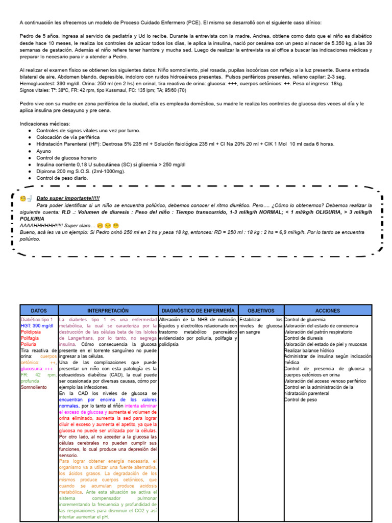 Proceso Cuidado Enfermero en Diabetes Infantil | PDF | Diabetes ...