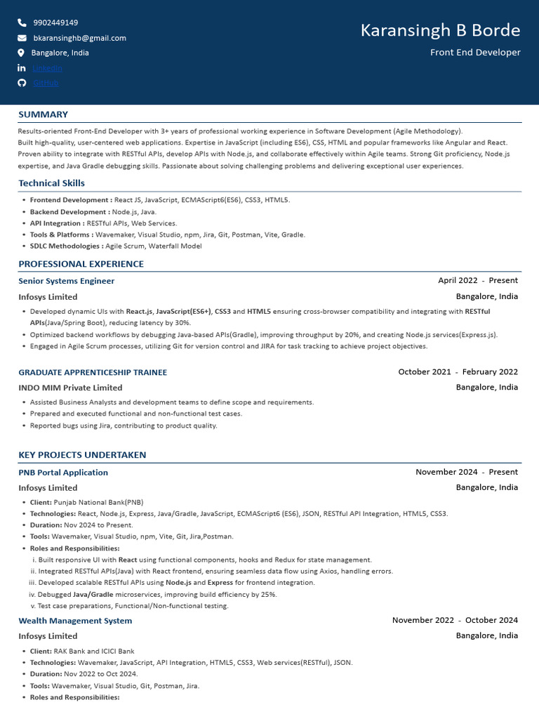 Front-End Developer with React & Node.js | PDF | Software Development ...