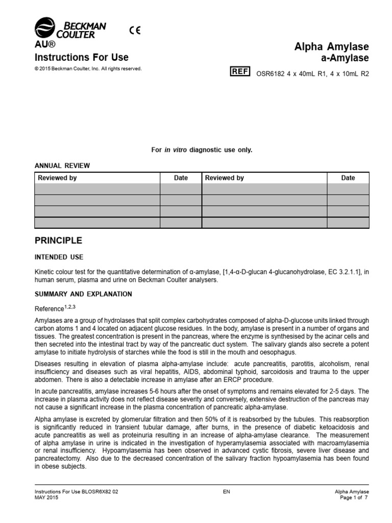 Alpha Amylase Test Instructions | PDF | Pancreas | Medical Specialties