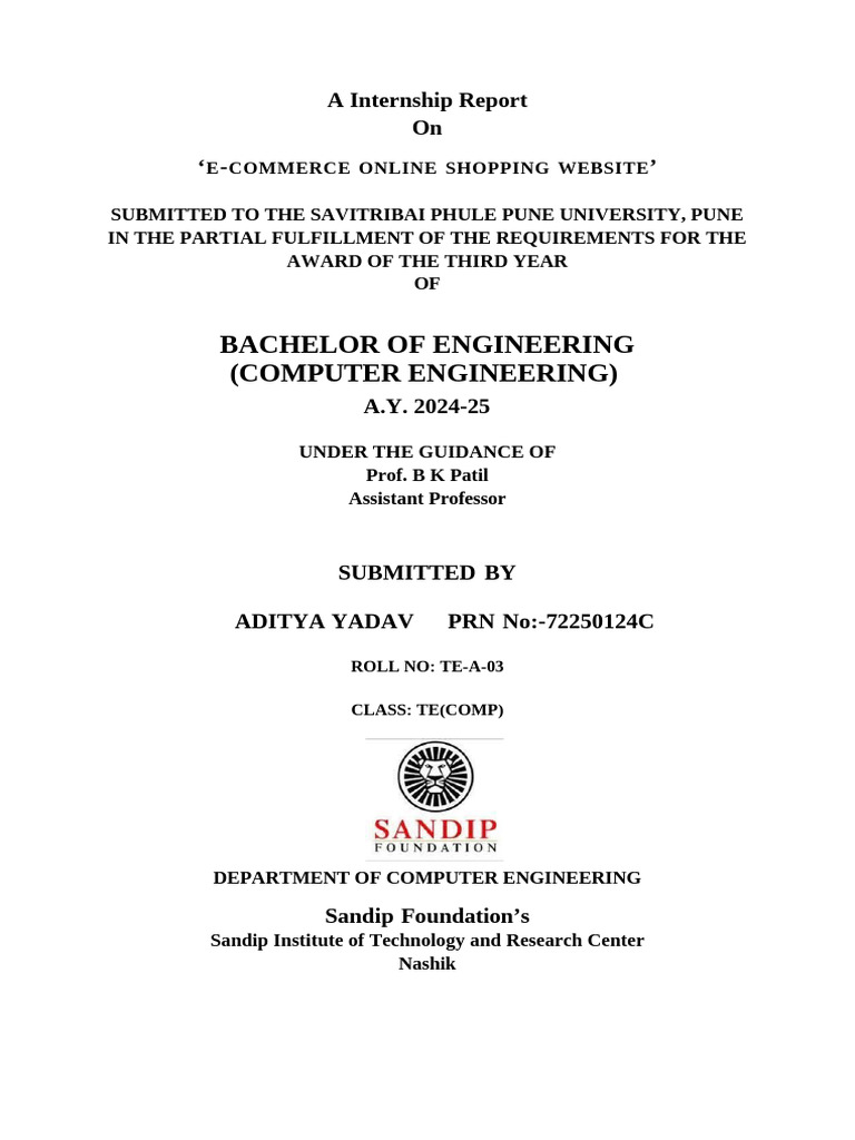 E-Commerce Website Internship Report | PDF | Client–Server Model | Web ...