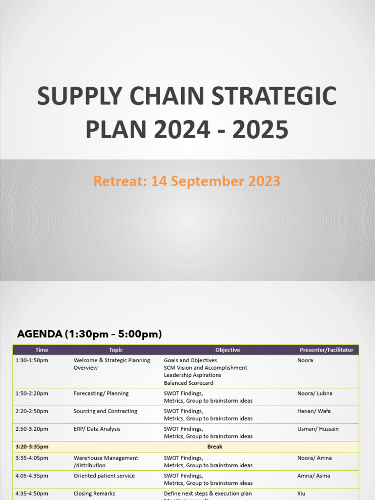 Supply Chain Strategic Plan 2024-2025 | PDF | Supply Chain Management ...