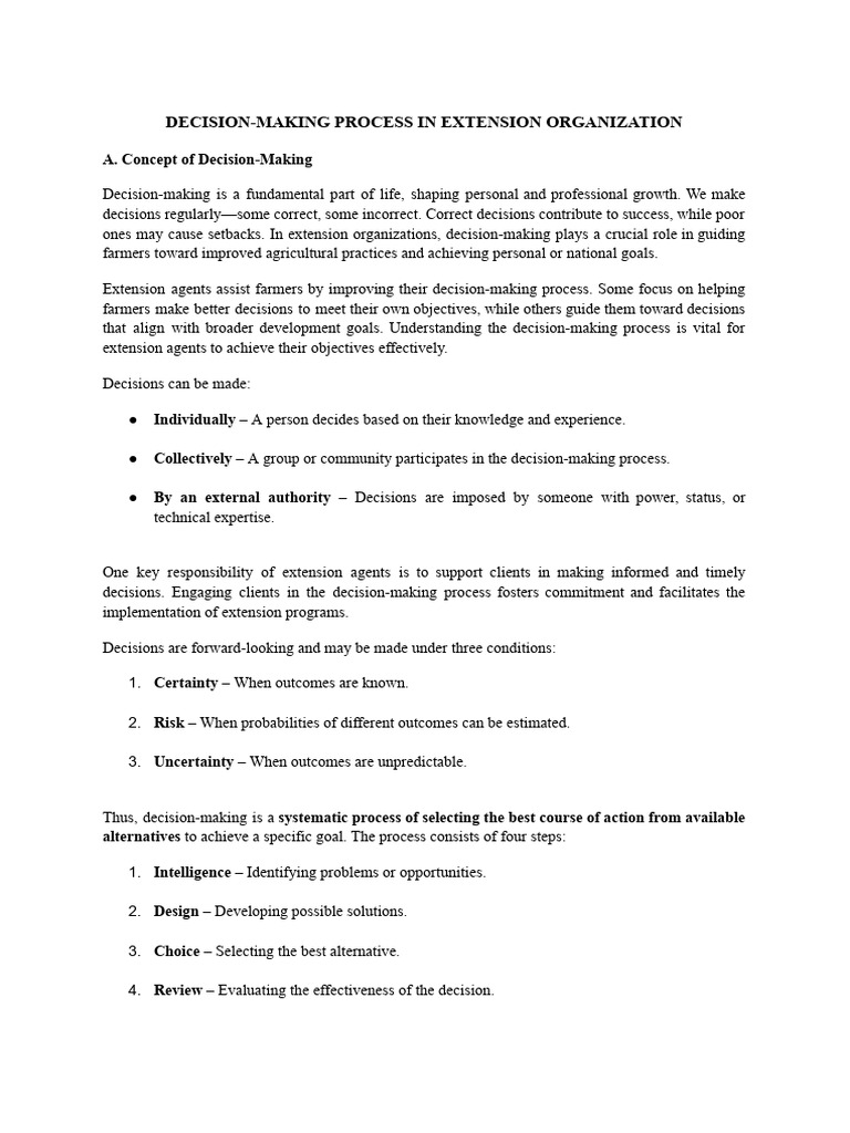 Decision-Making in Extension Organizations | PDF | Decision Making | Policy