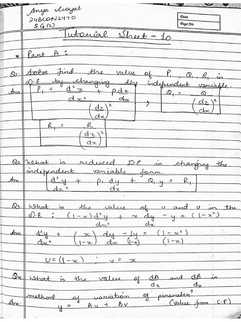 Tutorial 10 Maths | PDF