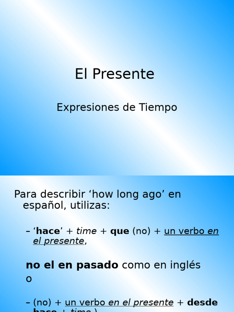 El Presente Expresiones de Tiempo | PDF