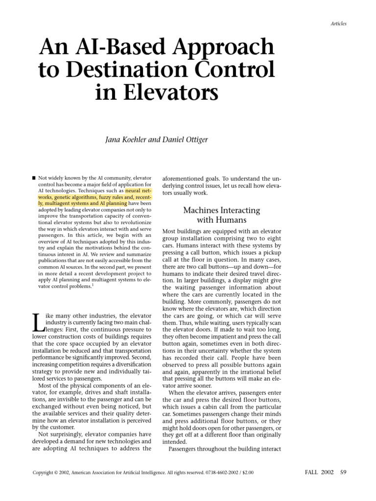1657-Article Text-1653-1-10-20080129 | PDF | Elevator | Genetic Algorithm
