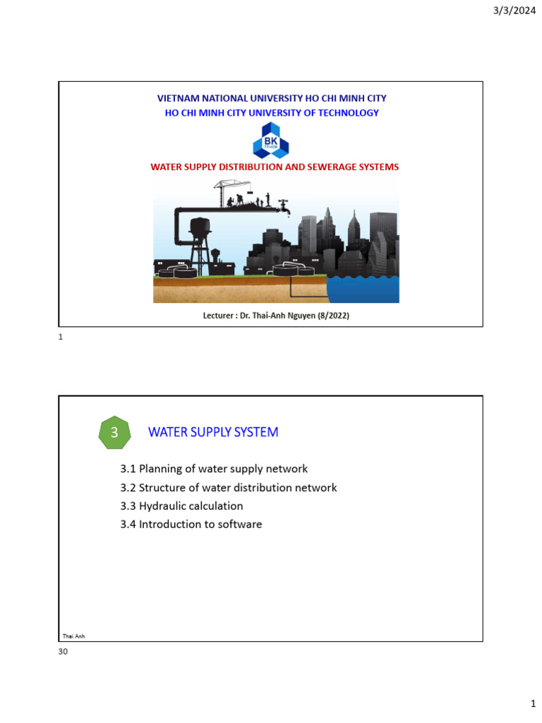 3 Water Supply Distribution System | PDF | Pump | Water Supply