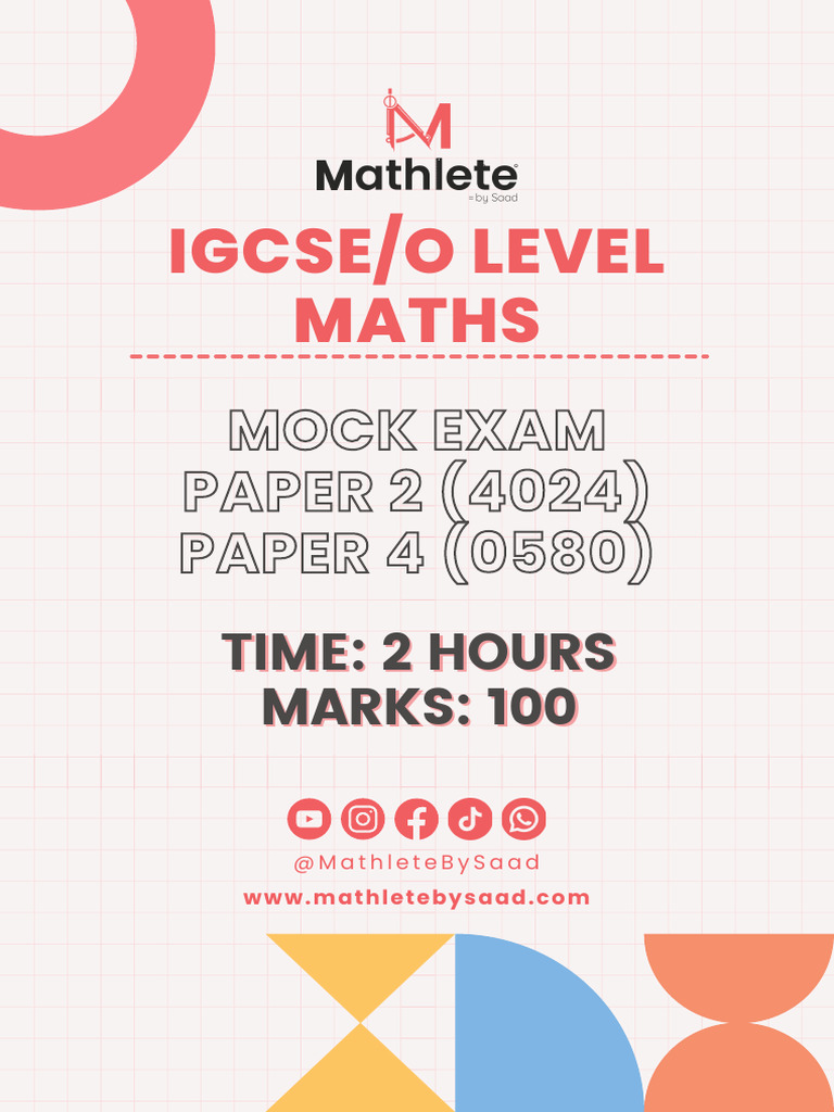 IGCSE O Level Maths Mock Exam Paper 2 | PDF | Tangent | Slope