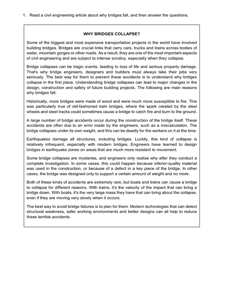 Reasons Bridges Collapse Explained | PDF | Precipitation | Rain