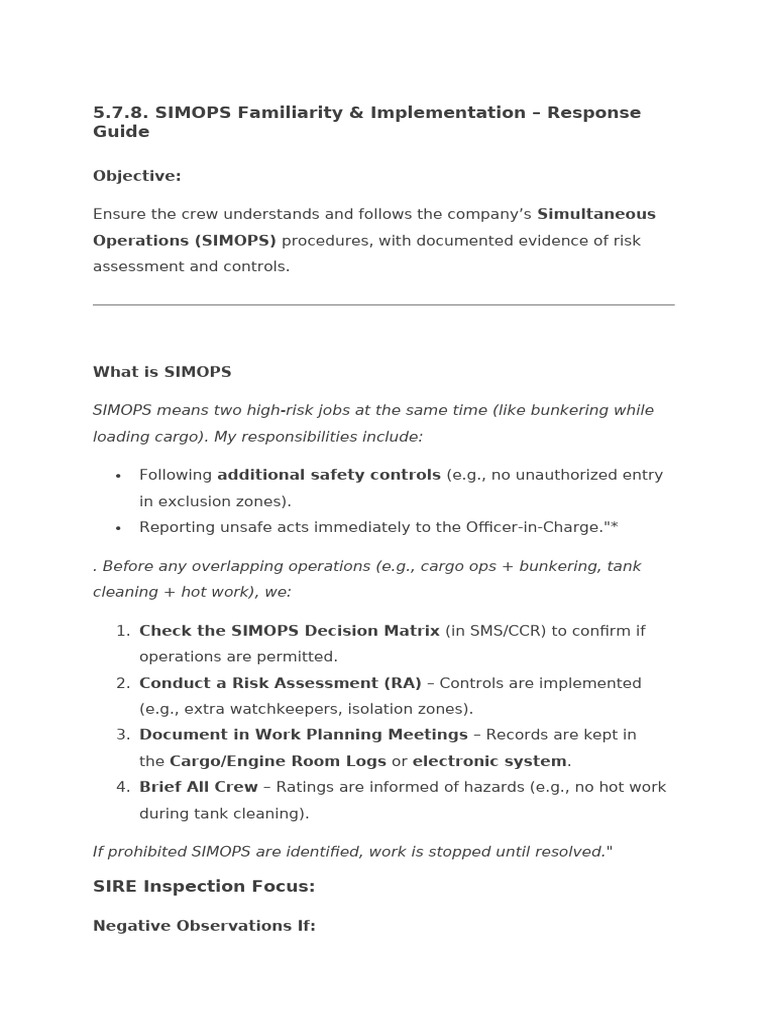 5.7.8 SIMOPS Familiarity & Implementation | PDF
