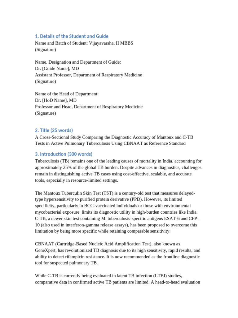 Mantoux vs C-TB in TB Diagnosis Study | PDF | Tuberculosis | Clinical ...