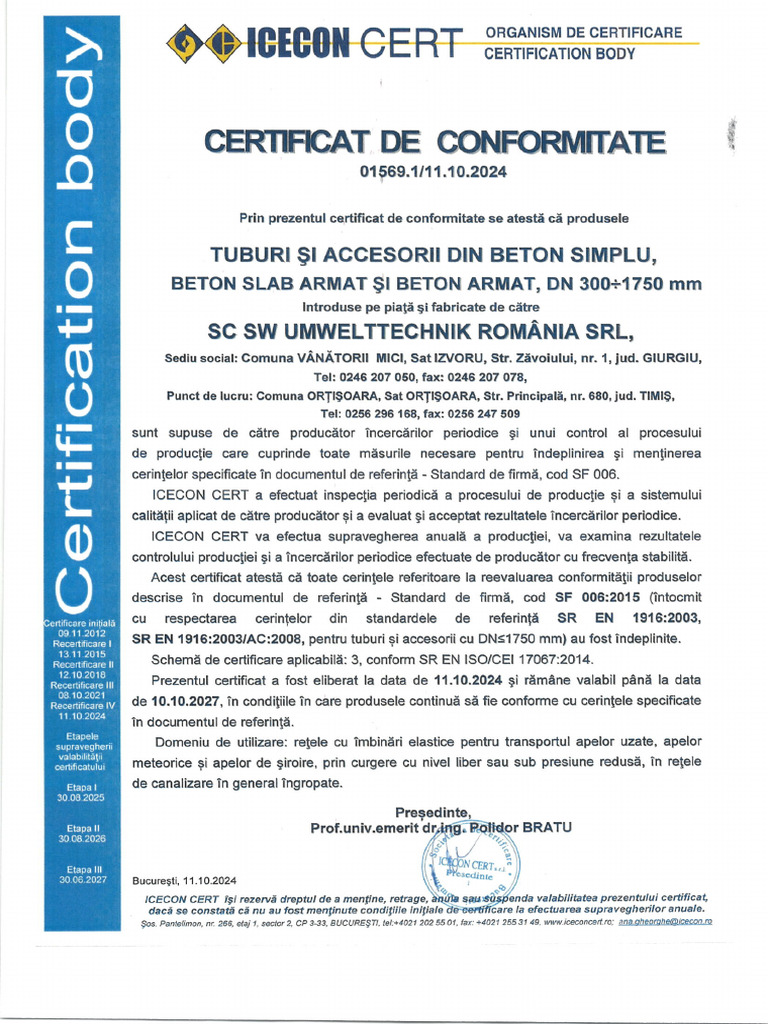 Certificat Tuburi (Valabil Pana in 10.10.2027) | PDF
