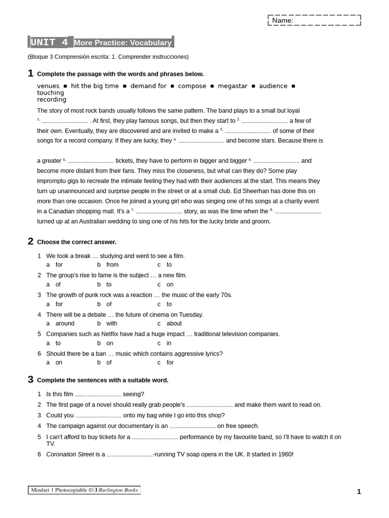 Vocabulary and Grammar Practice Guide | PDF
