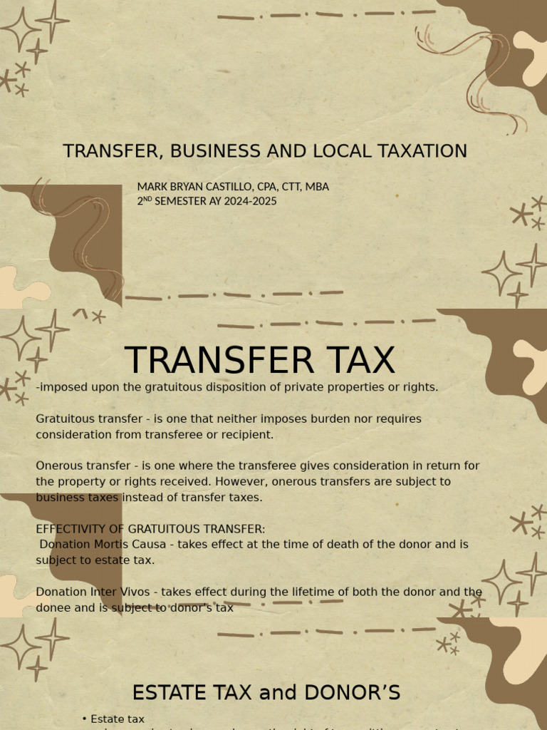 Transfer, Business and Local Taxation | PDF | Will And Testament ...