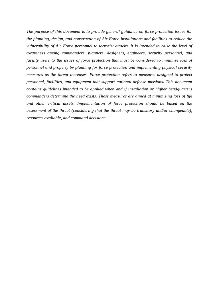 Force Protection Guidelines for Installations | PDF