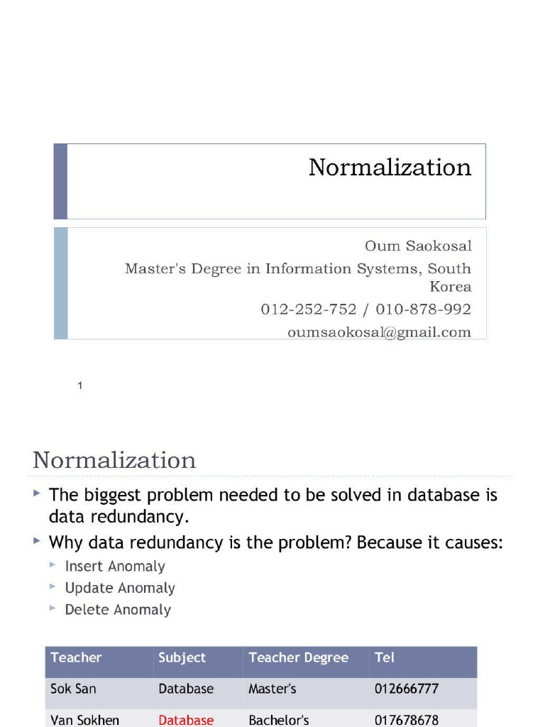 Database Normalization 1nf 2nf 3nf BCNF 4nf 5n | PDF