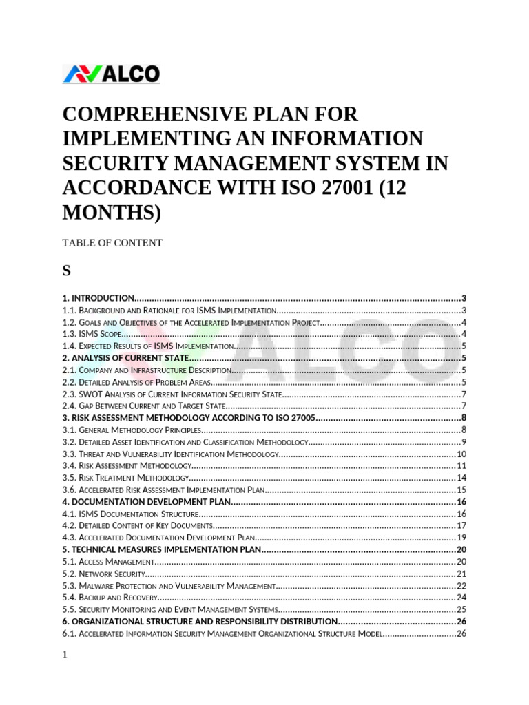 ISO 27001 ISMS Implementation Plan | PDF | Information Security ...