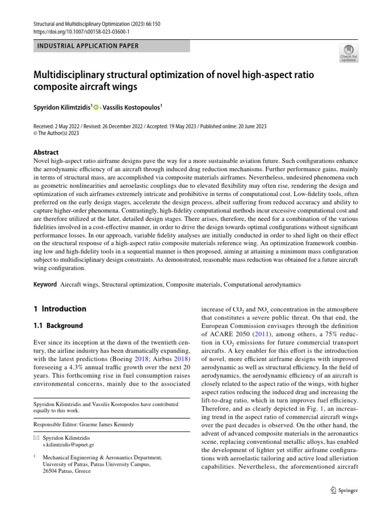 Multidisciplinary Optimization of Aircraft Wings | PDF | Computational ...