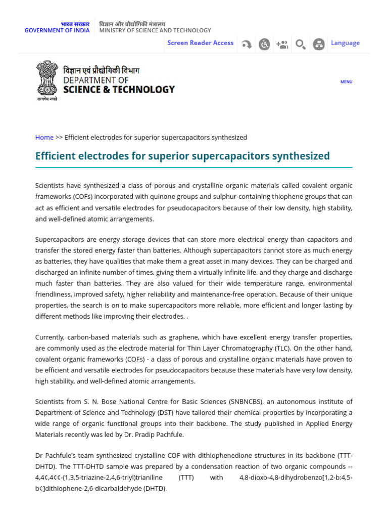 Efficient Electrodes For Superior Supercapacitors Synthesized ...