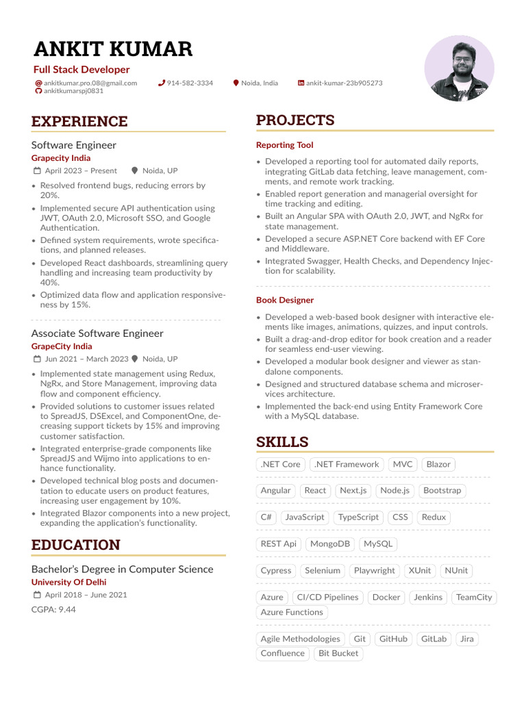 Full Stack Developer Resume - Ankit Kumar | PDF | Computing | Computer ...