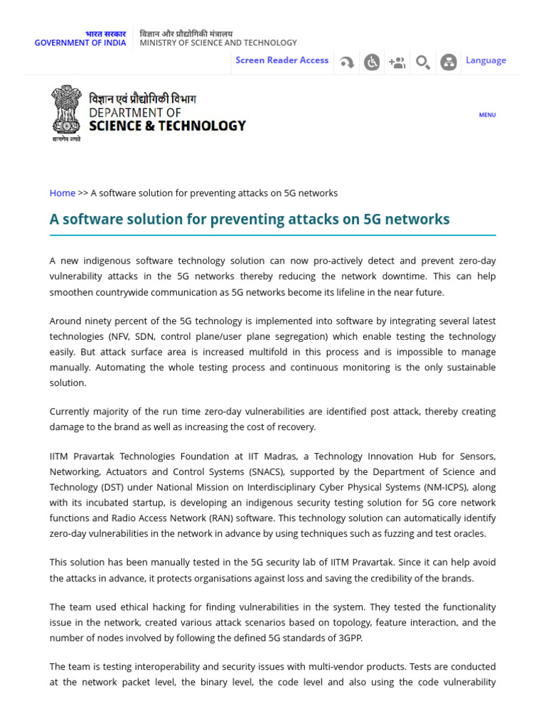 A Software Solution For Preventing Attacks On 5G Networks - Department ...