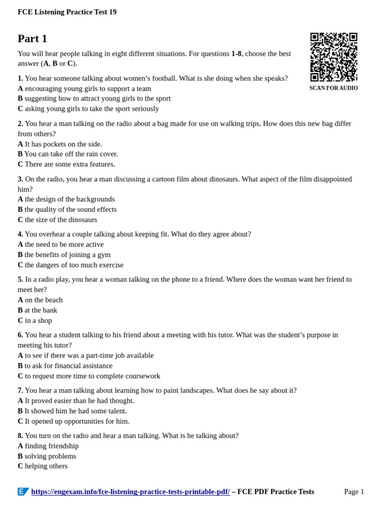 FCE Listening Practice Test 19 | PDF