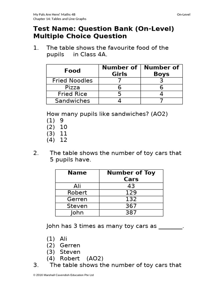 Maths 4B: Tables and Graphs Test | PDF