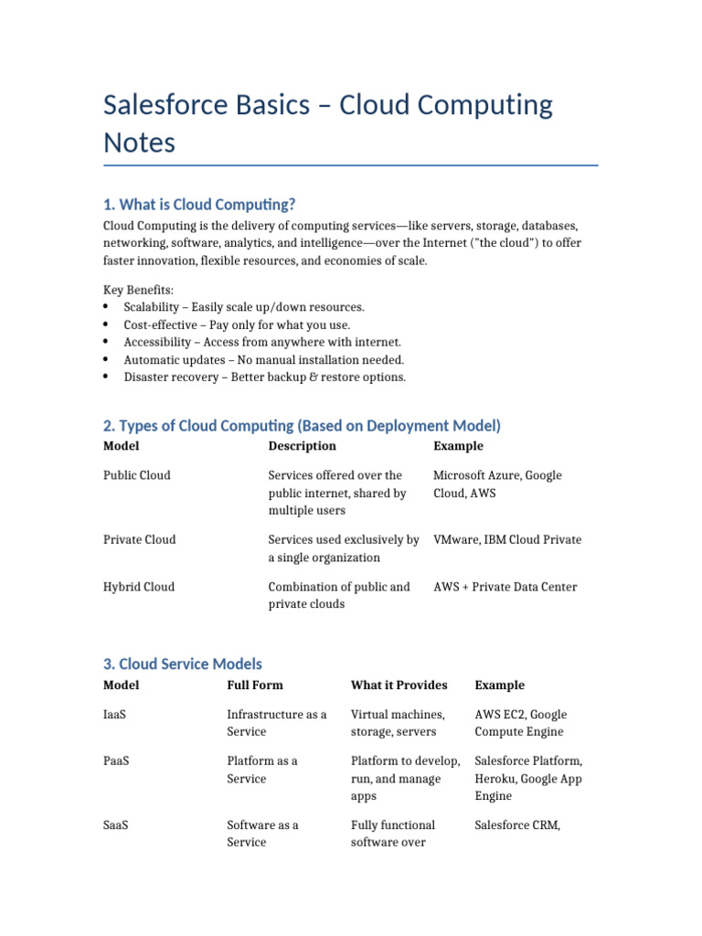 Salesforce Cloud Computing Overview | PDF | Cloud Computing | Customer ...