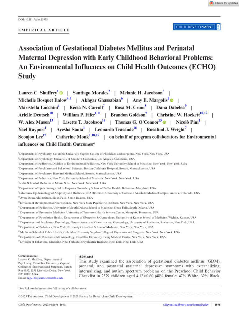 GDM and Maternal Depression Effects on Kids | PDF | Health Sciences ...