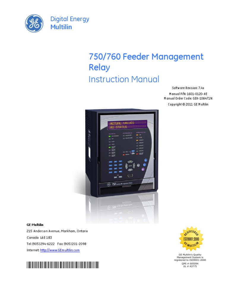 750 Multilin Manual | PDF | Relay | Input/Output