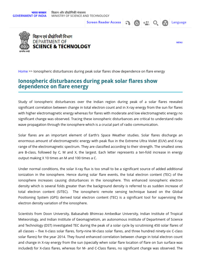 Ionospheric Disturbances During Peak Solar Flares Show Dependence On ...