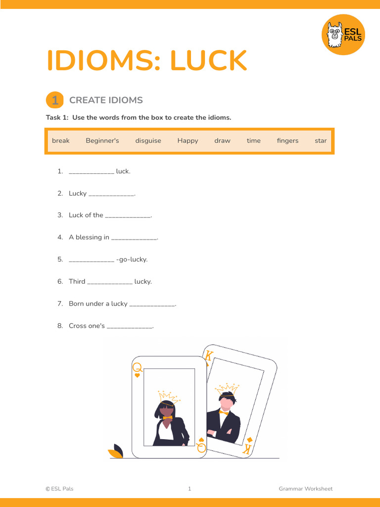 Idioms About Luck: ESL Worksheet | PDF | Luck