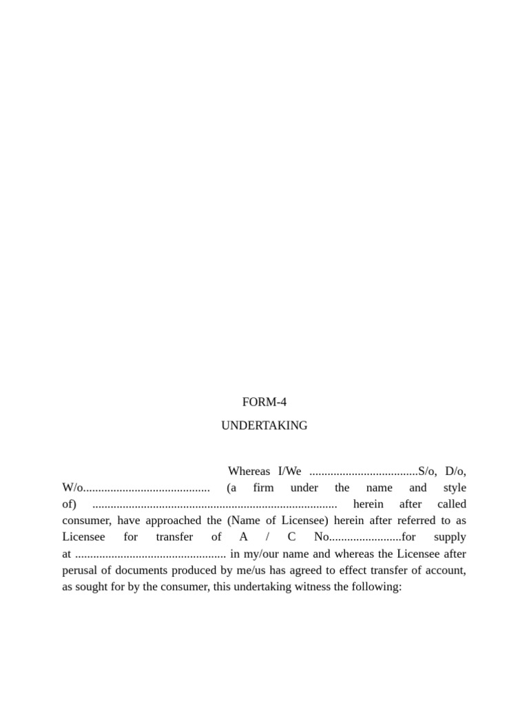 Form 4 Account Transfer Undertaking | PDF