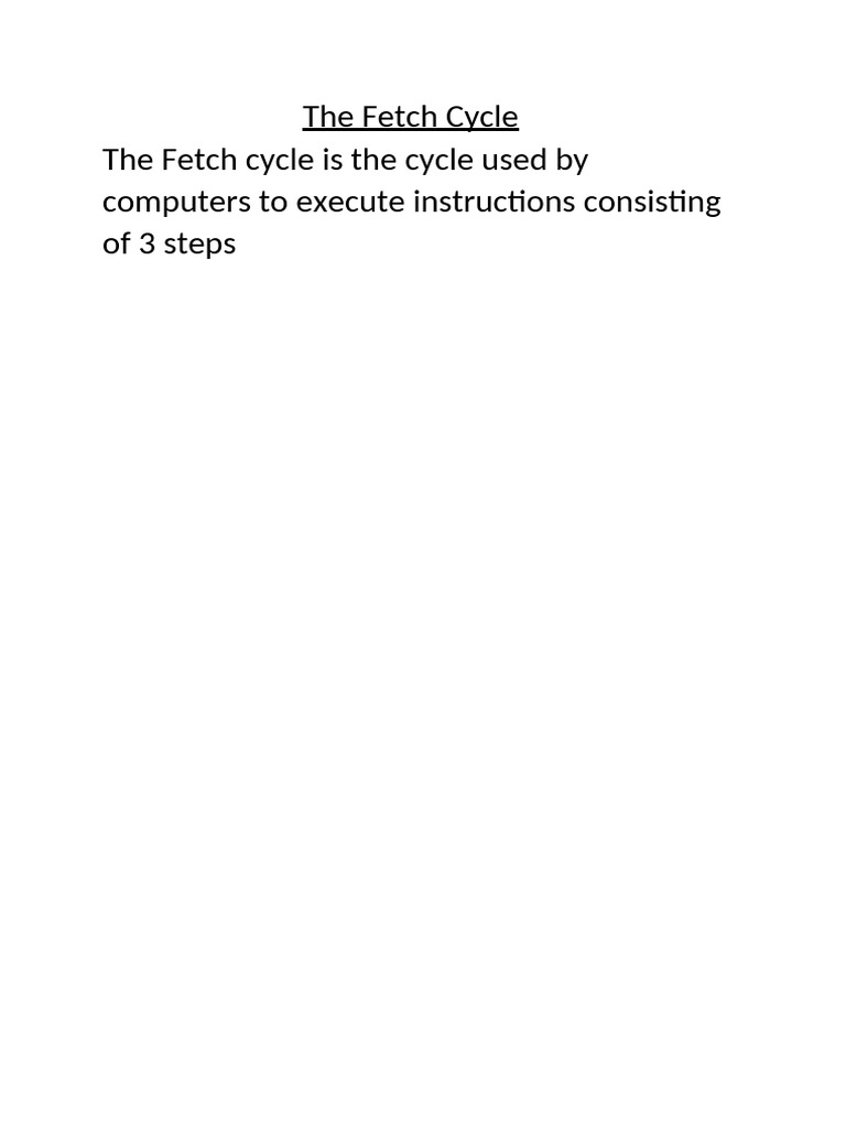 The Fetch Cycle | PDF
