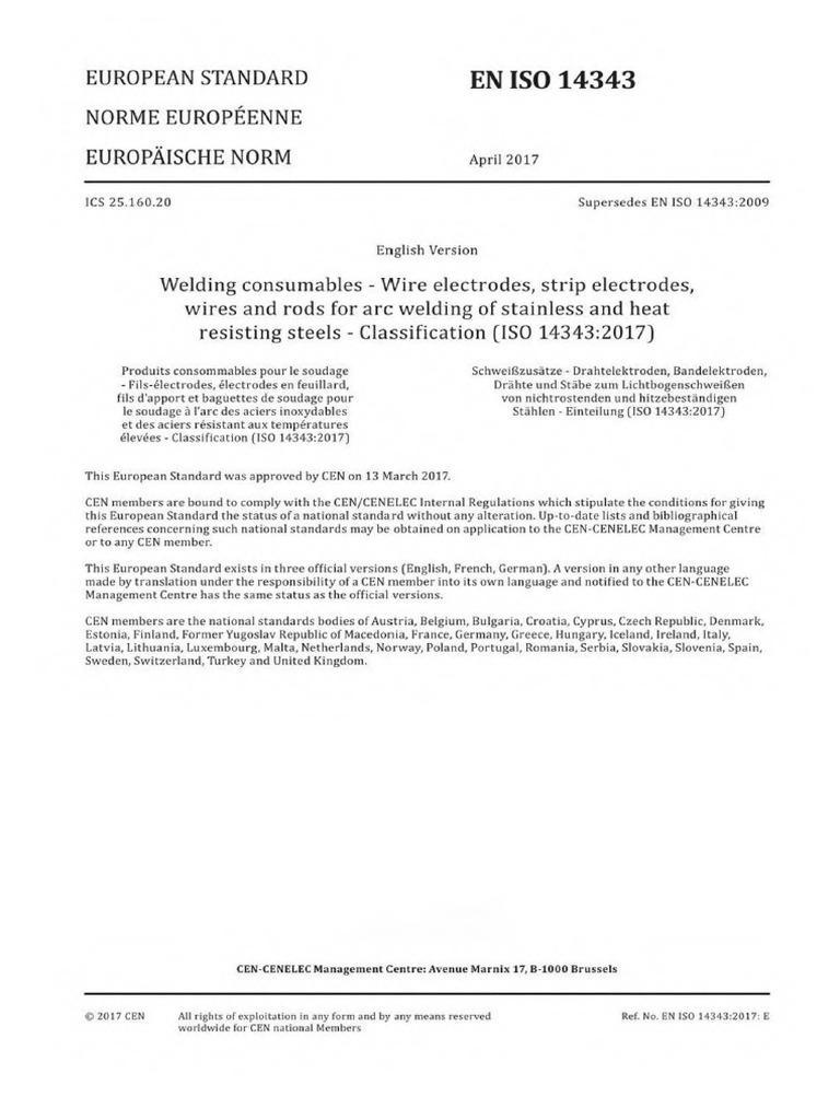Welding Consumables Classification ISO 14343 | PDF | Welding | Construction