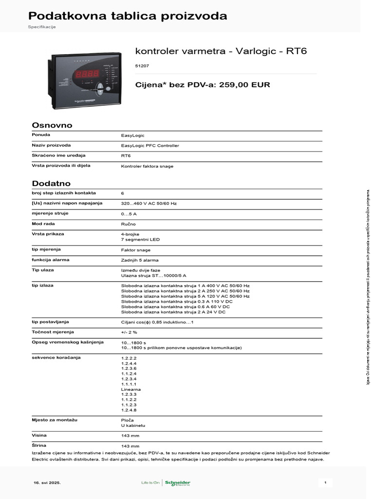 Schneider Electric - Varlogic-RT - 51207 | PDF