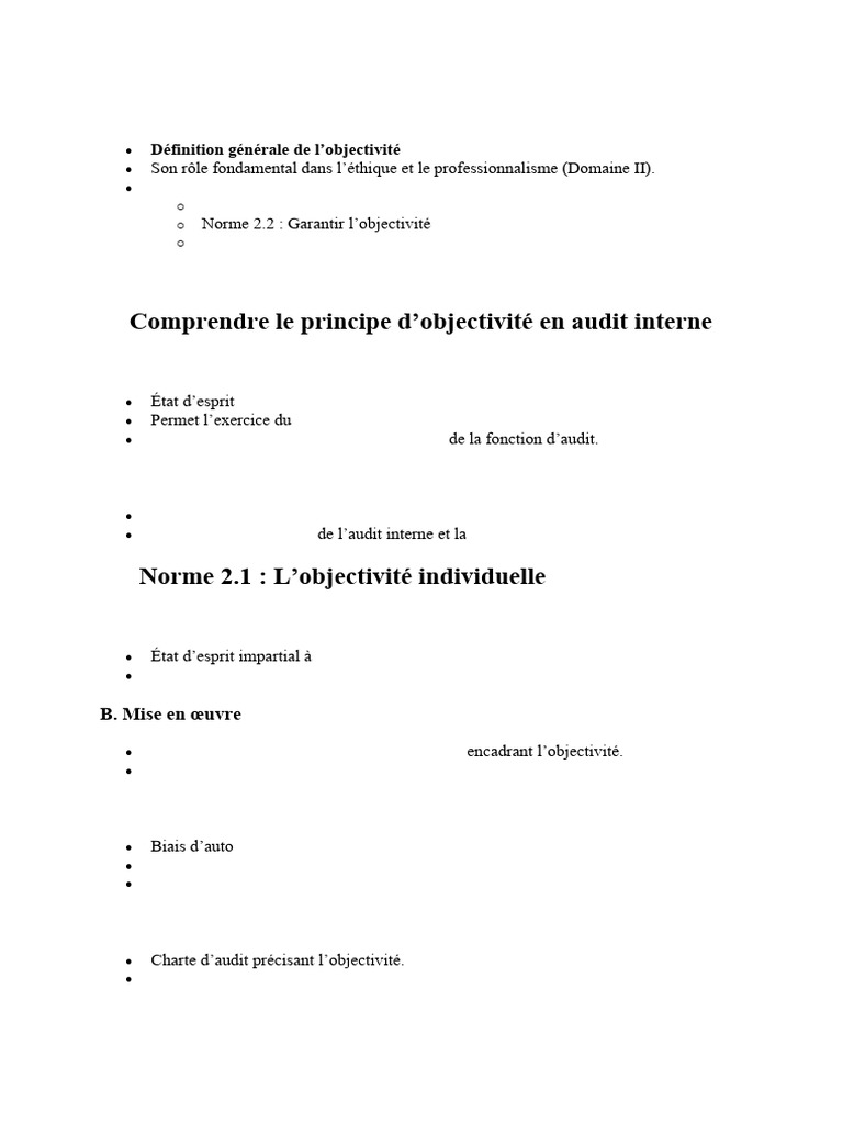 Objectivité en Audit Interne : Définition et Normes | PDF | Audit