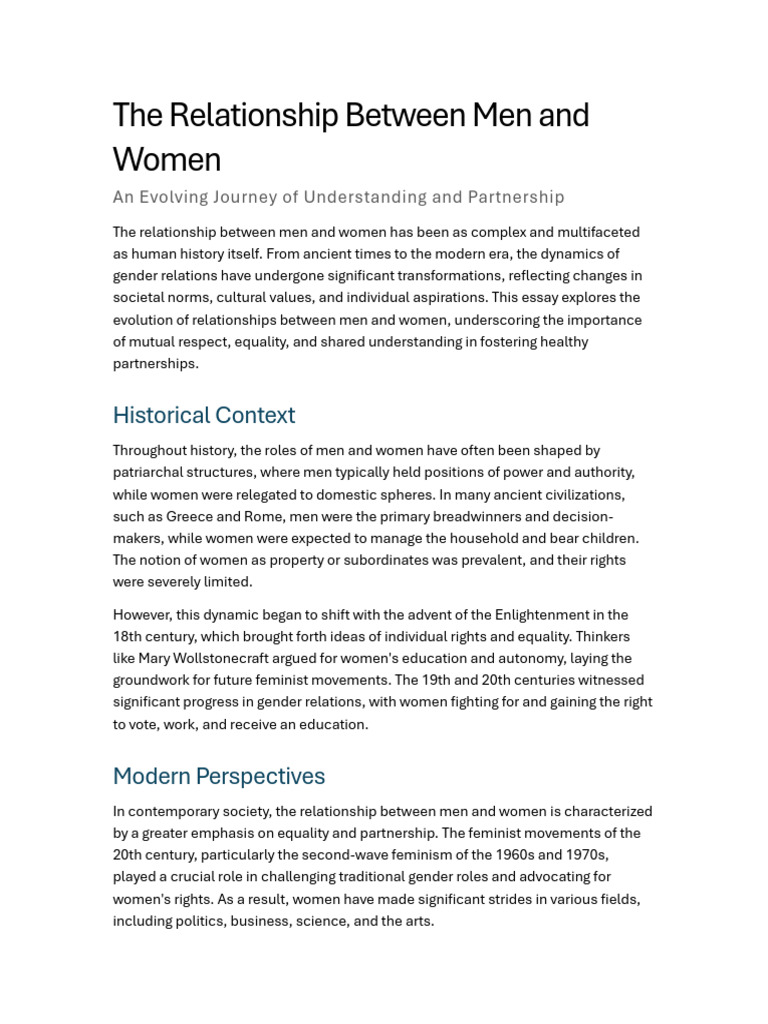 Evolving Dynamics of Gender Relations | PDF | Intimate Relationships ...