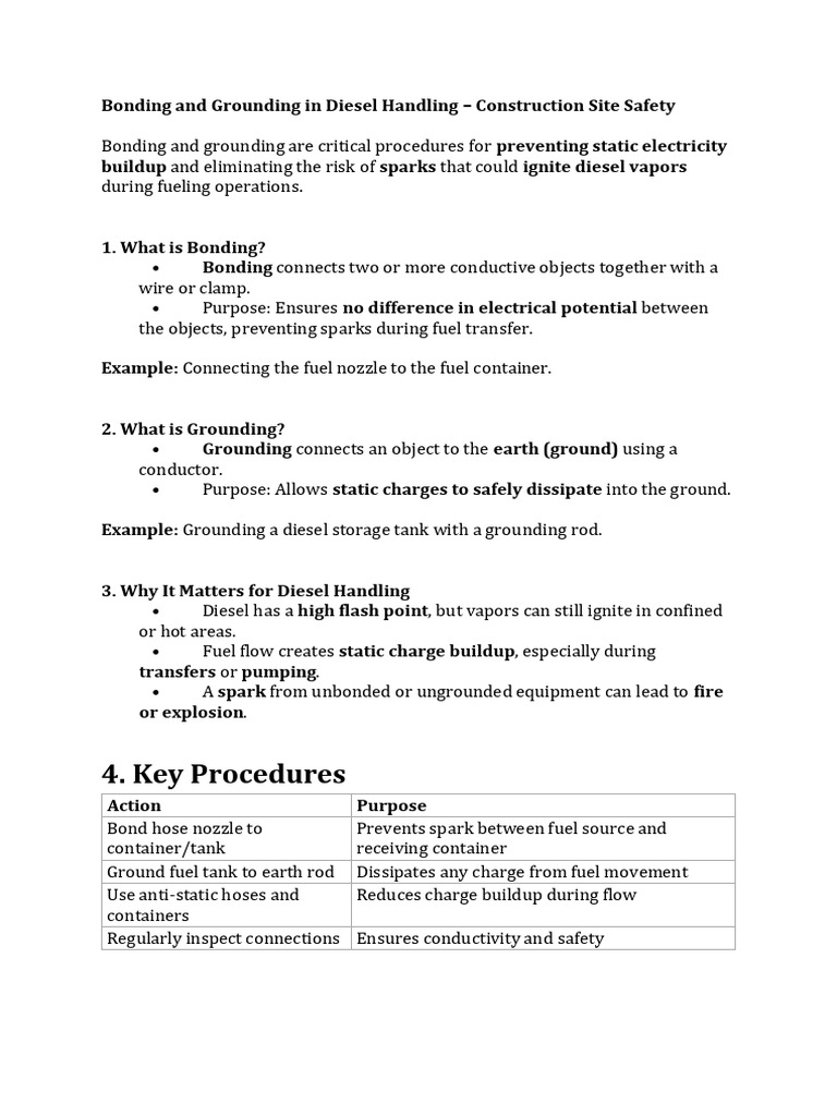 Diesel Bonding and Grounding Safety Guide | PDF