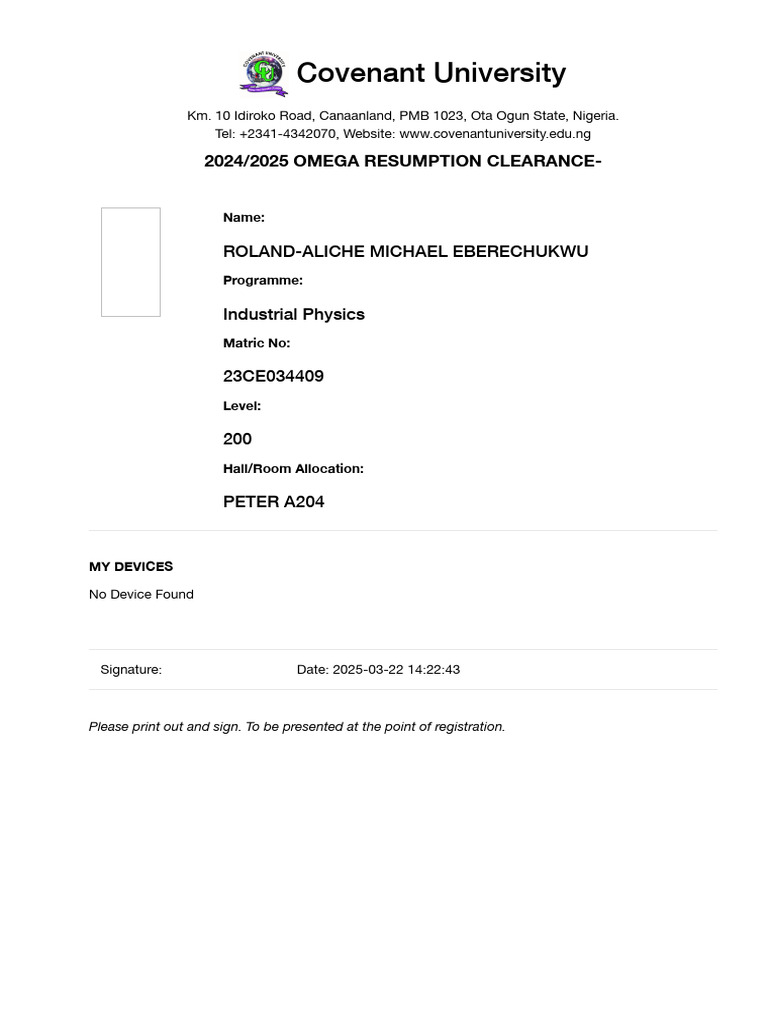 covenant-university-resumption-clearance-pdf