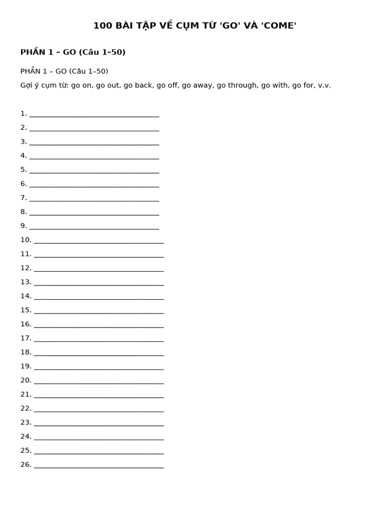 Bai Tap Go Va Come | PDF
