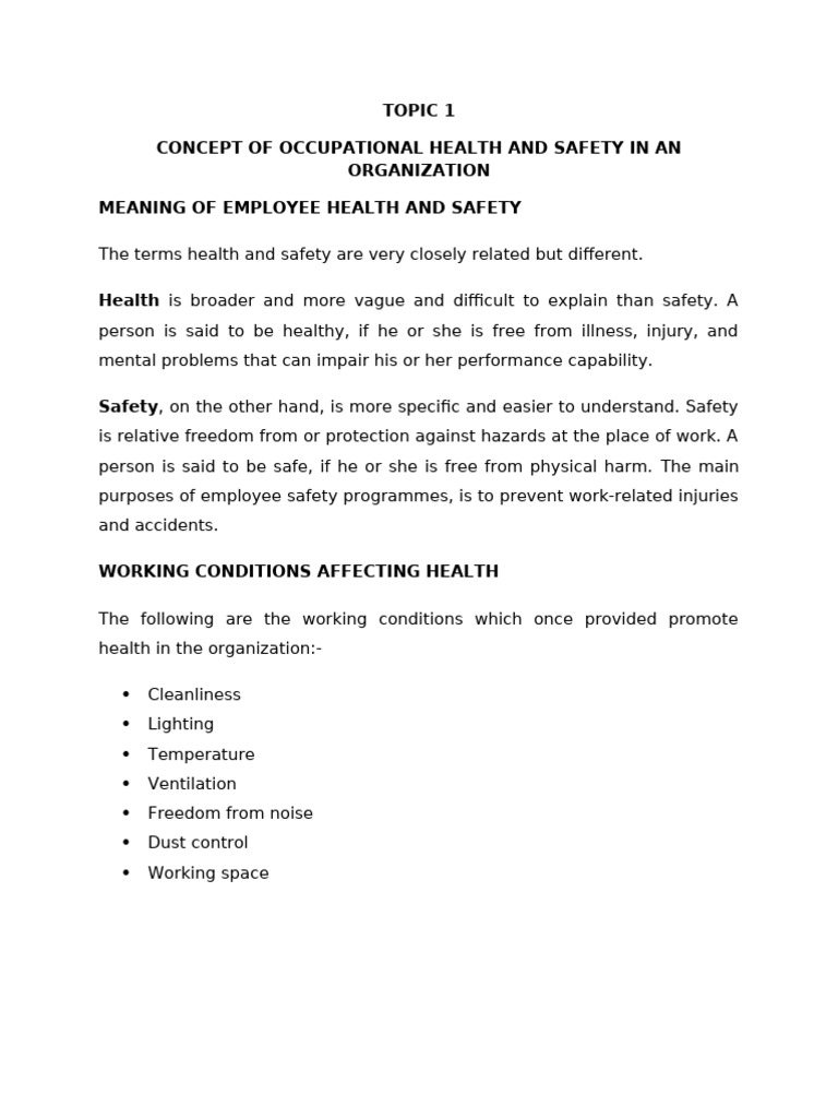 Occupational Health & Safety Overview | PDF | Occupational Safety And ...