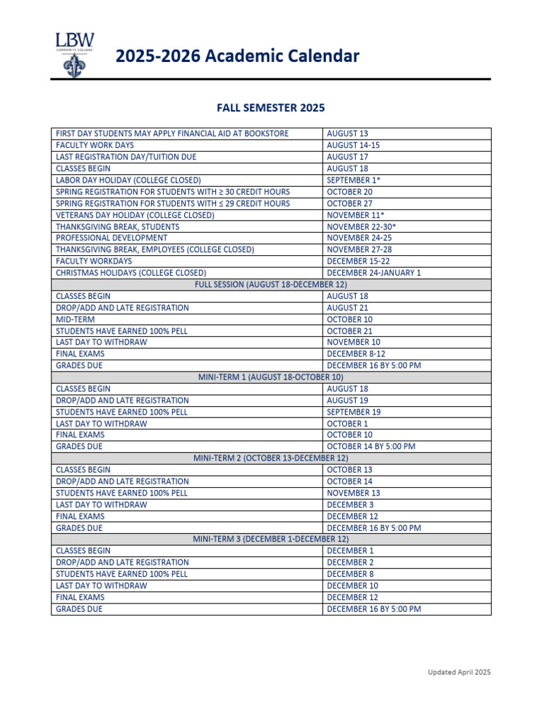 2025-2026 Academic Calendar Overview | PDF | Academic Term ...