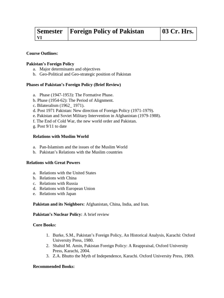 Pakistan's Foreign Policy Overview | PDF | Pakistan | Human Rights