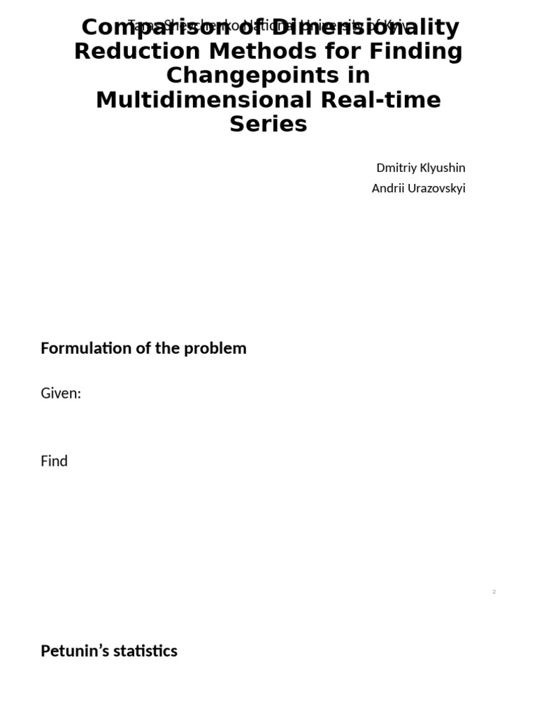 Dimensionality Reduction for Changepoint Detection | PDF | Principal ...