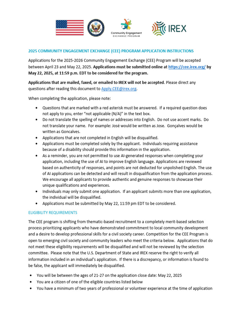 2025-2026 CEE Program Application Guide | PDF | Immigration