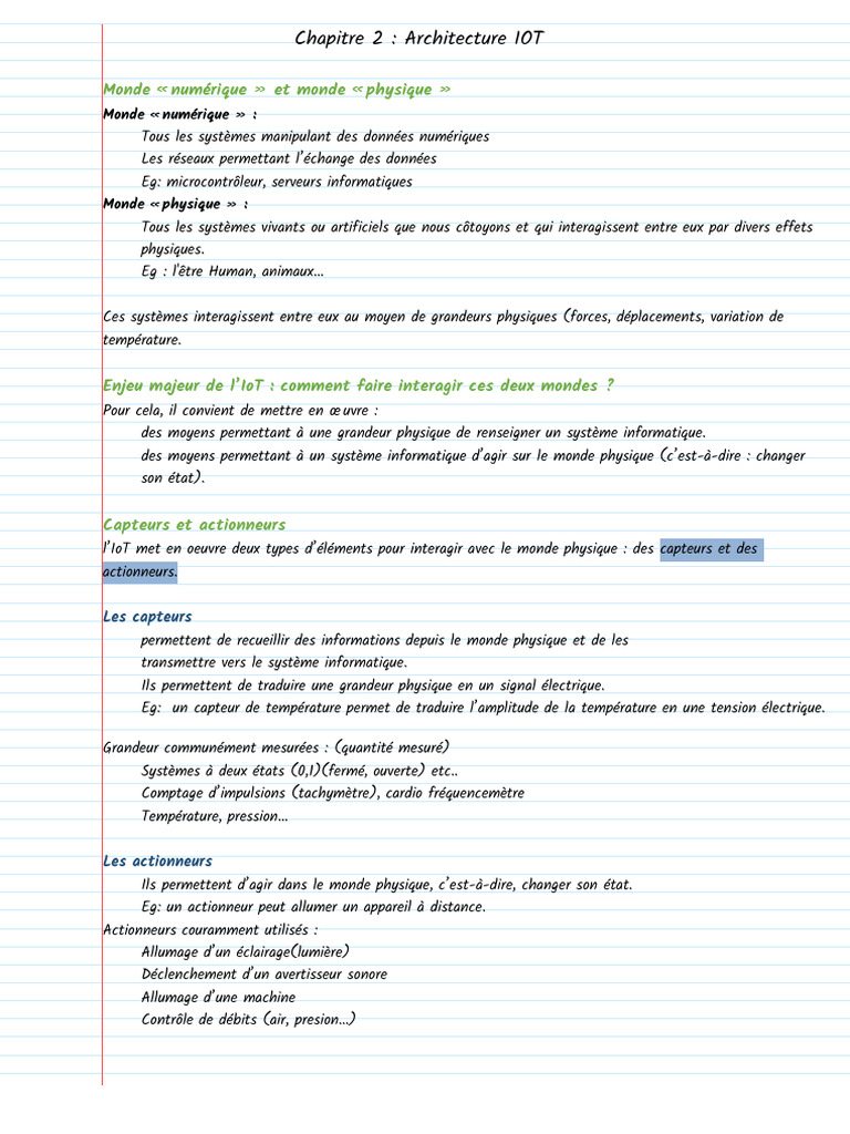 Architecture de l'IoT et ses couches | PDF | Internet des objets ...
