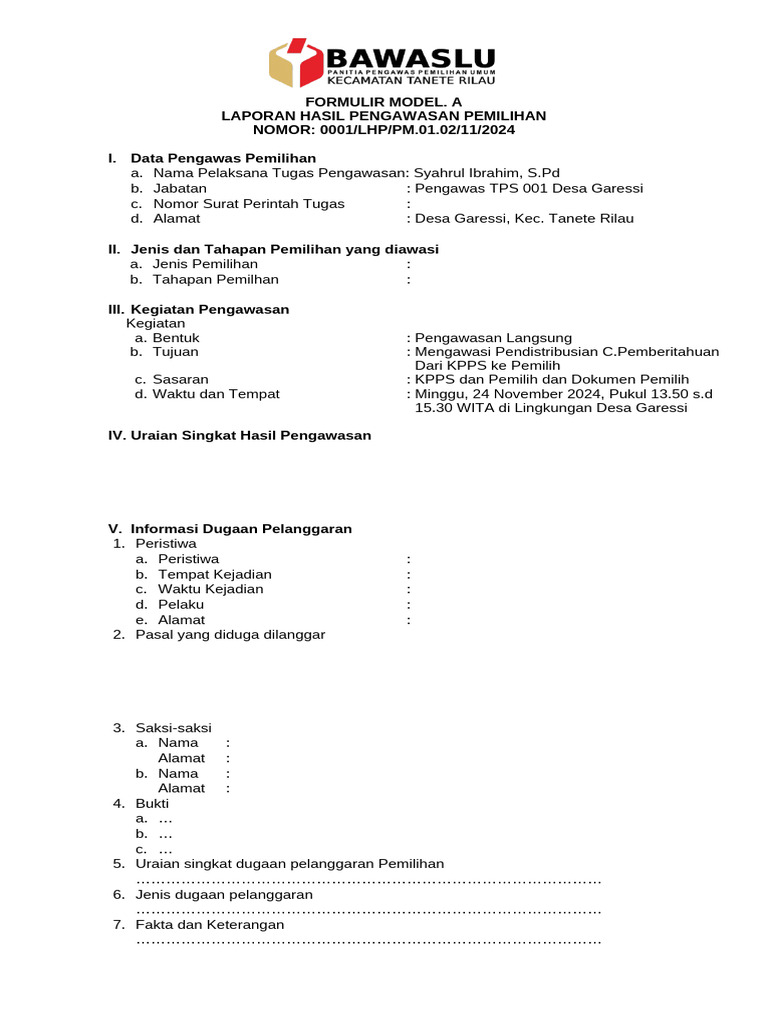 Format A PTPS | PDF