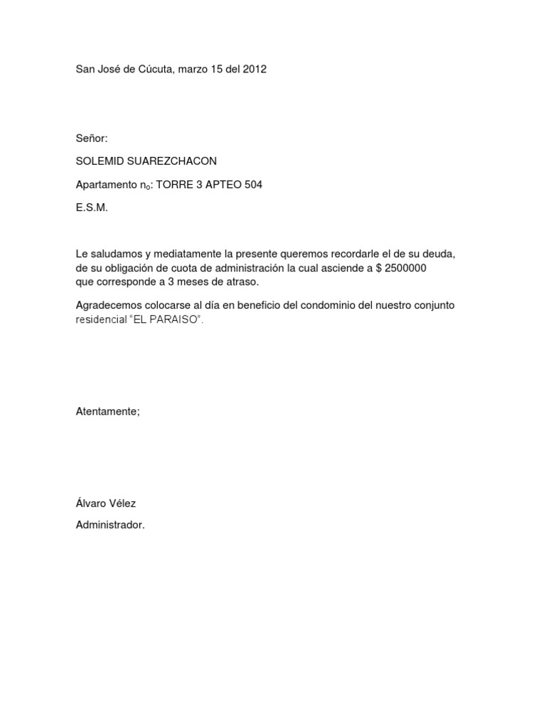 Carta de Modelo Condominio  Construcción de casas  Construcción y