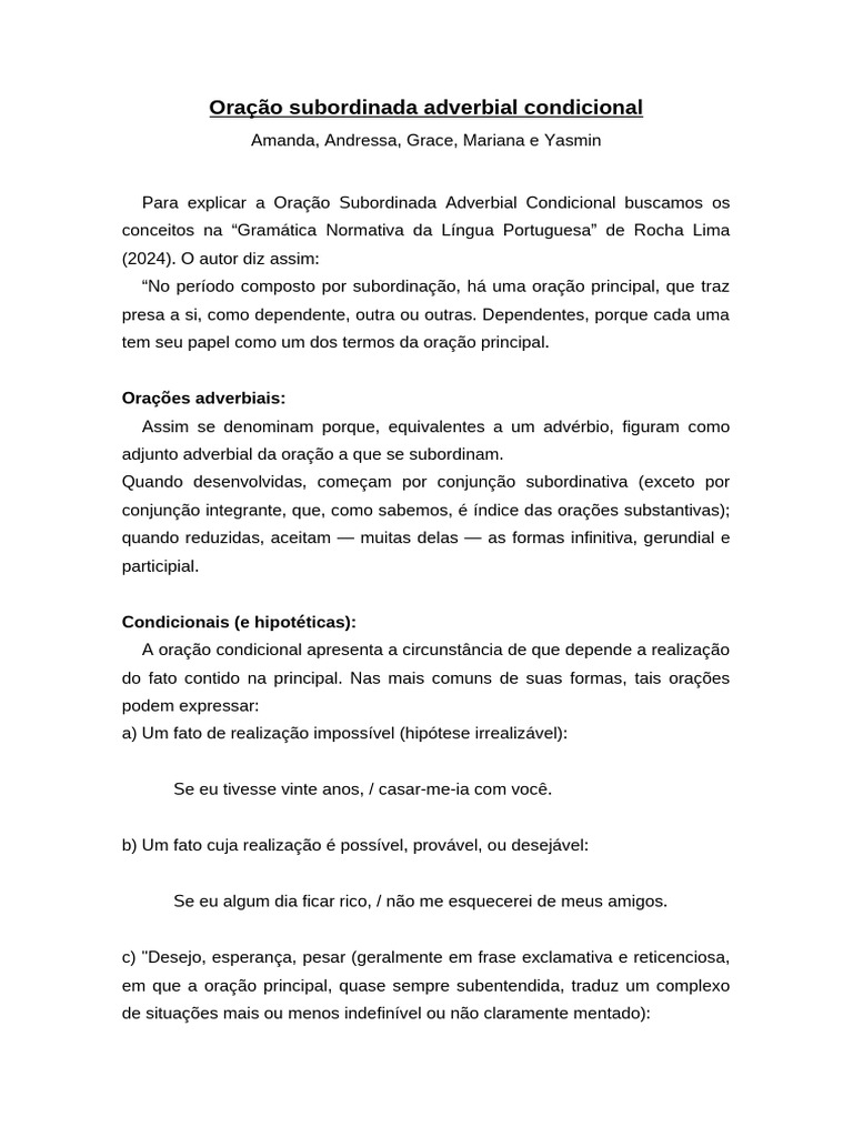 Oração Subordinada Adverbial Condicional | PDF | Linguística | Gramática