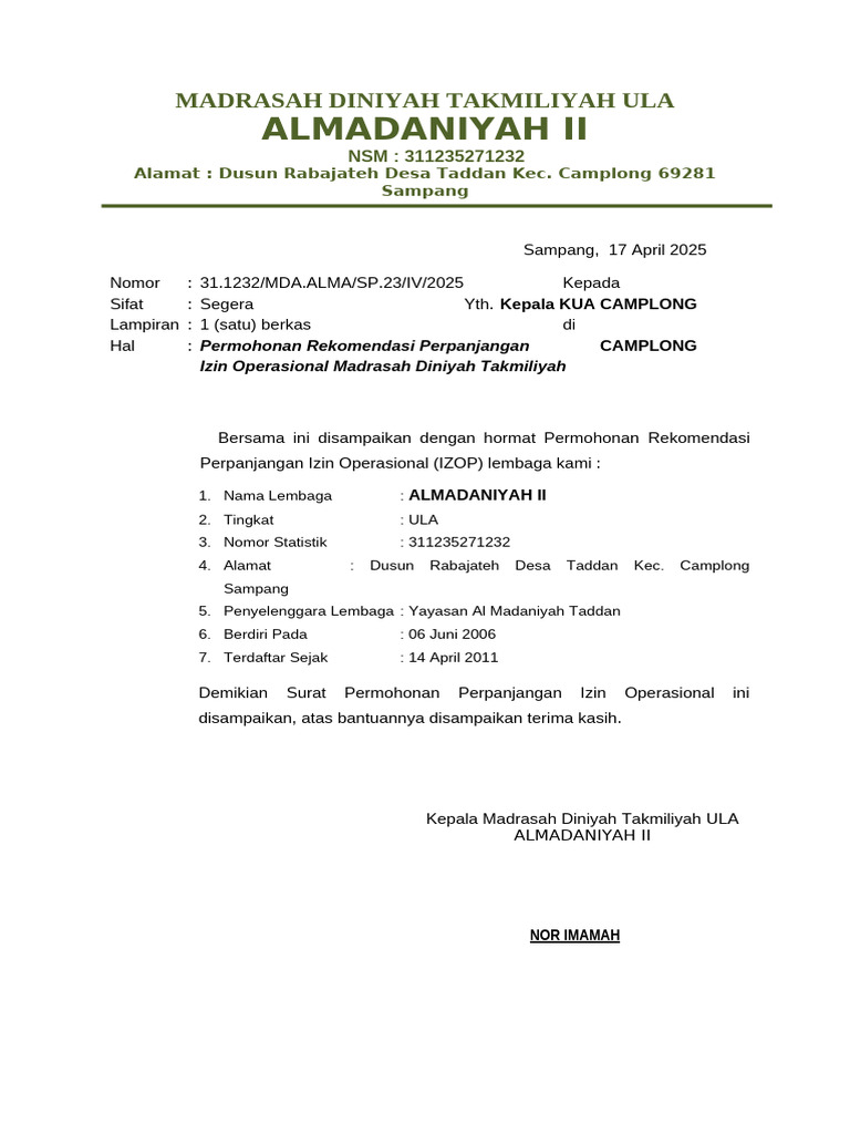 Permohonan Rekomendasi KUA 2025 | PDF